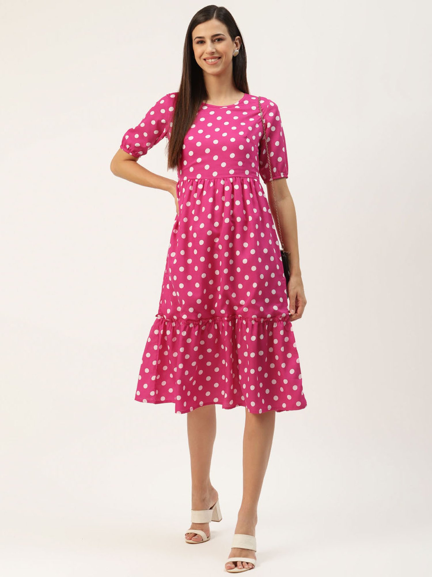 BRINNS Pink Printed Midi A Line Dress