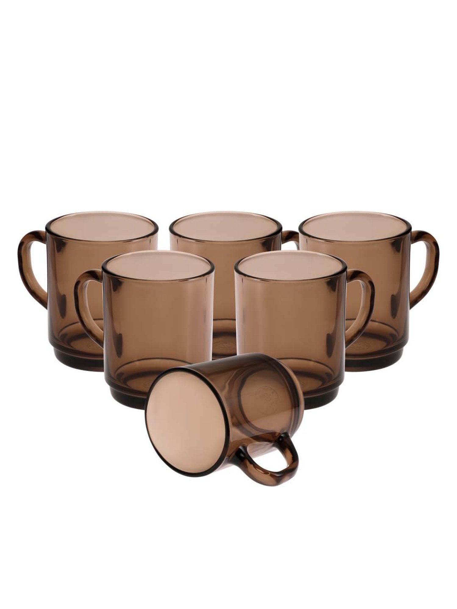 Duralex 'Versailles' Brown Glass 10.5 cm Mug (0.26 L) - Set of 6