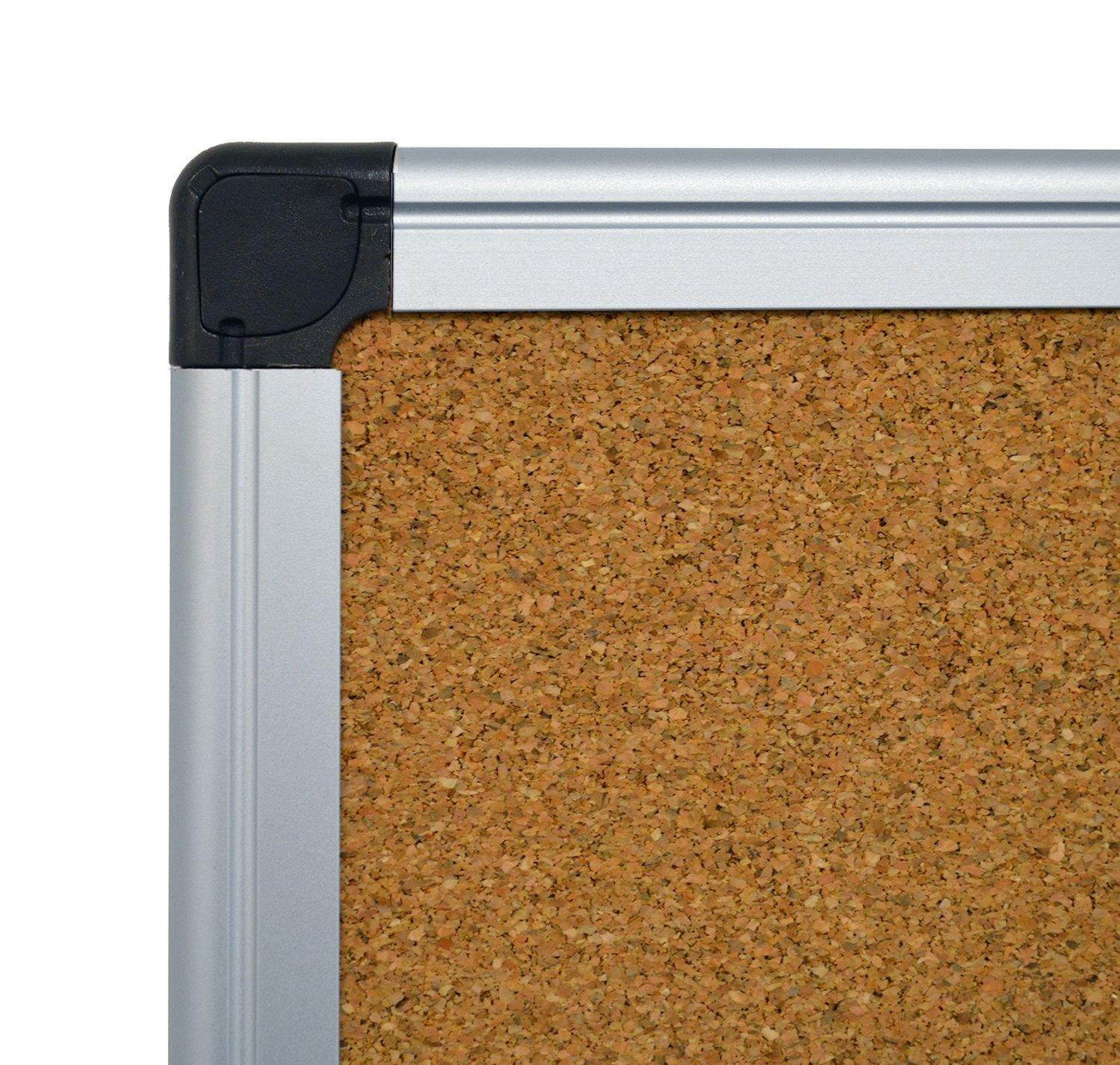 MasterVision Maya Combination Board, Dry Erase / Cork Bulletin Board, 24" x 36", Whiteboard / Cork Board with Aluminum Frame