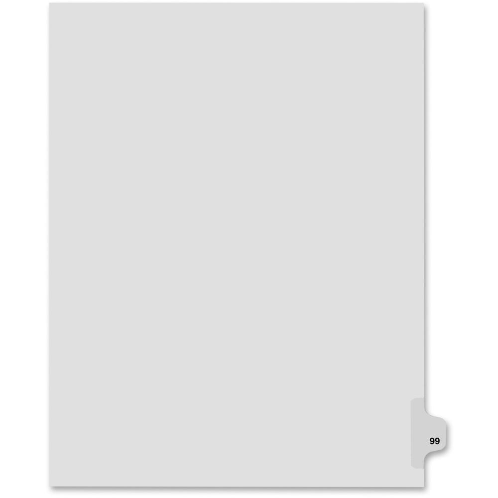 Kleer-Fax 82299 80000 Series Legal Index Dividers, Side Tab, Printed "99", 25/Pack