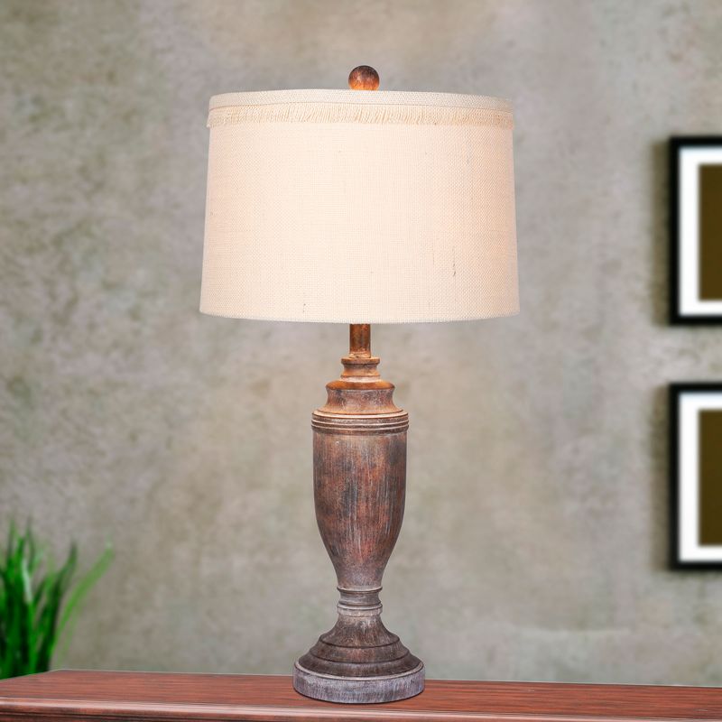 Distressed Formal Resin Table Lamps in Cottage Antique Brown  - Fangio Lighting