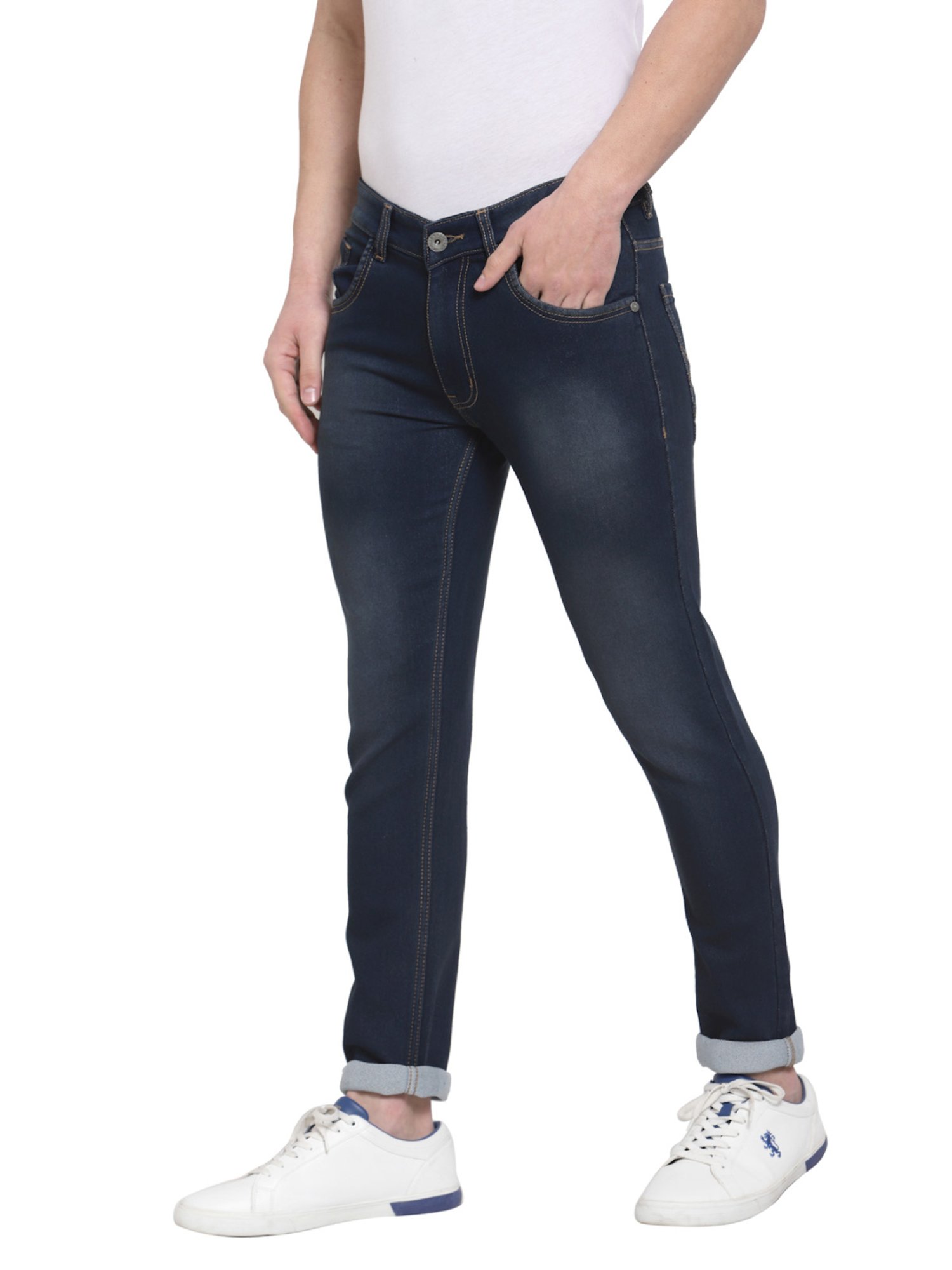 Allen Cooper Dark Blue Regular Fit Jeans