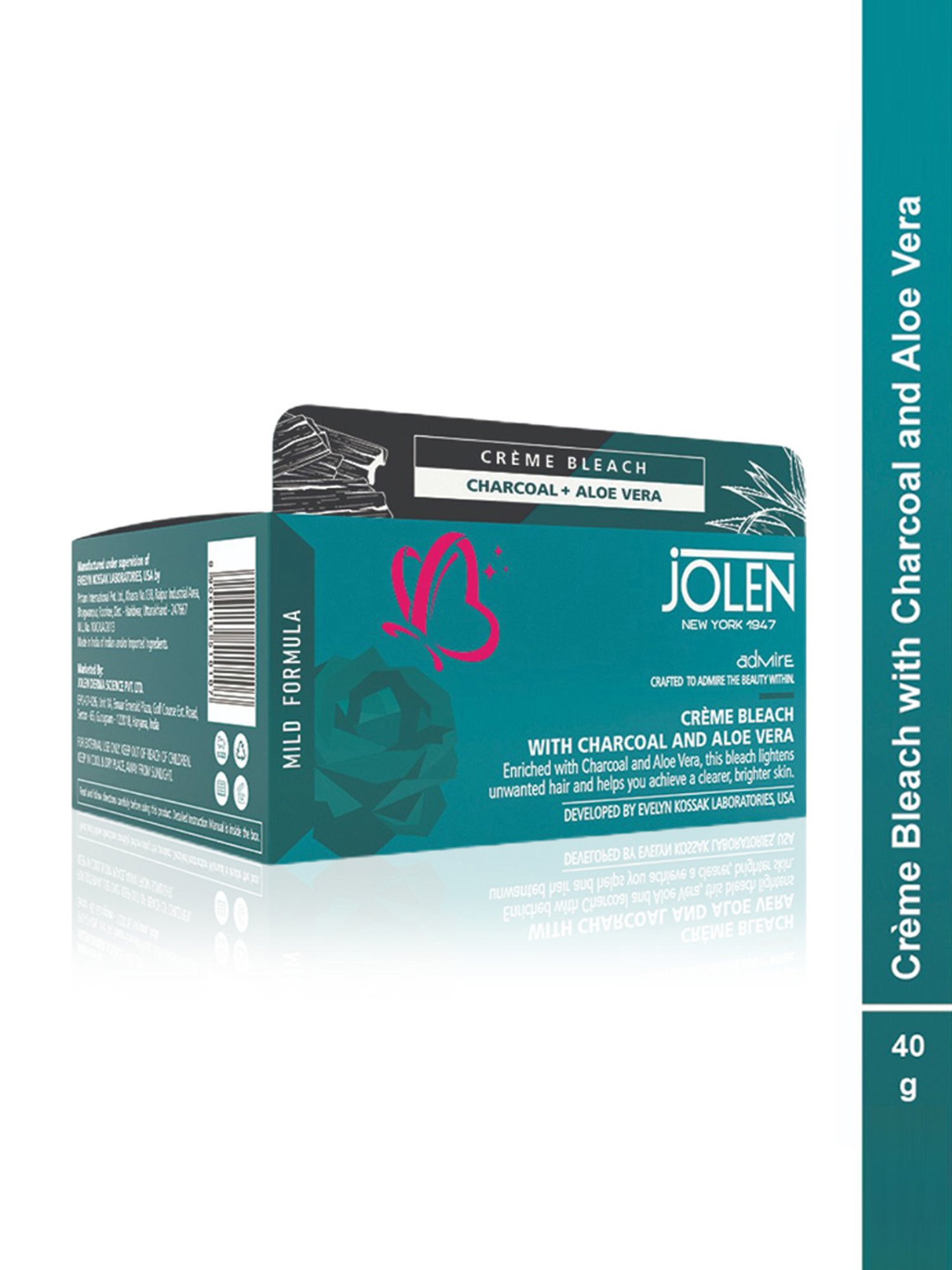 Jolen New York Creme Bleach with Charcoal and Aloe Vera - 40 gm