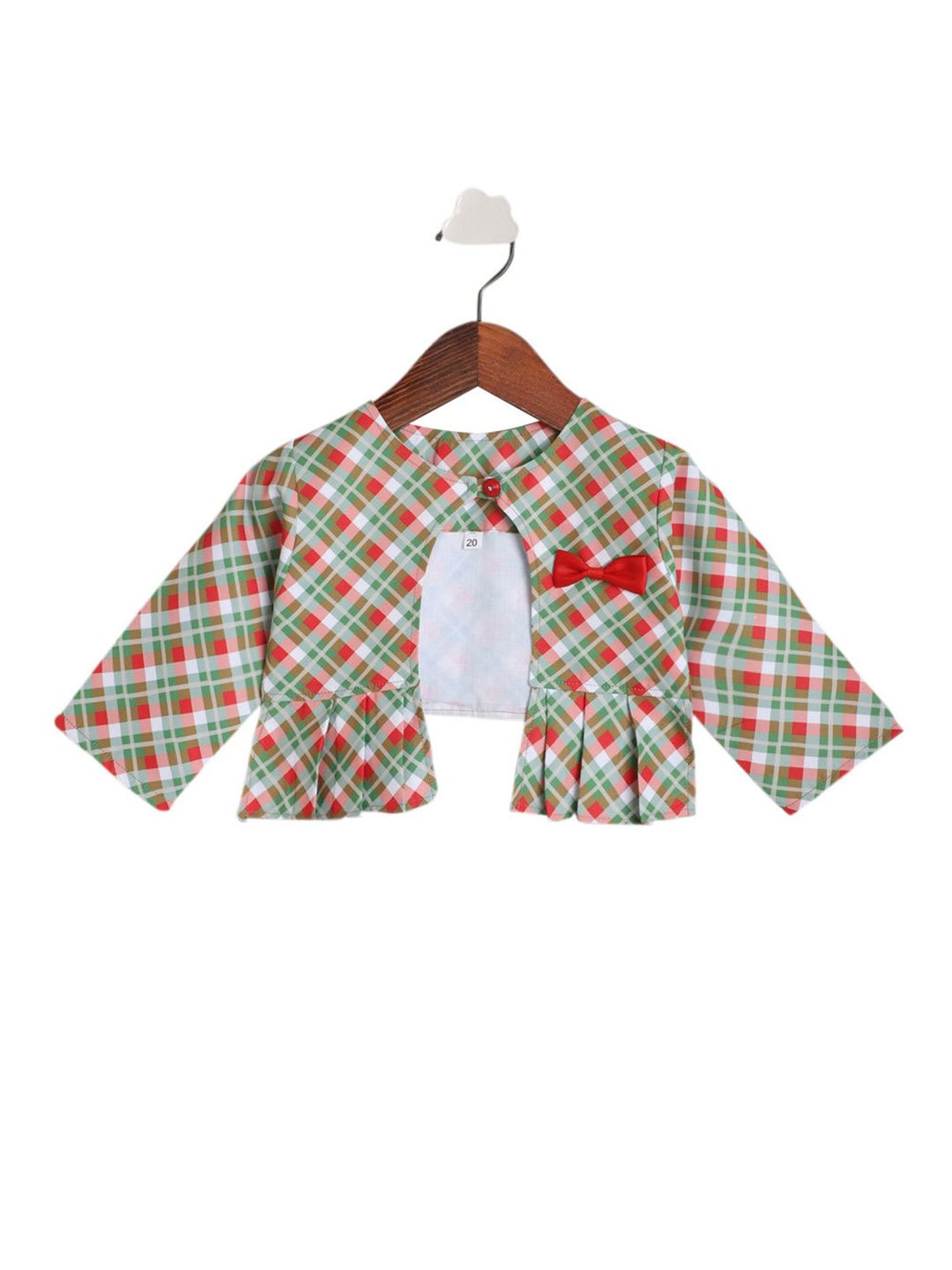 The Magic Wand Kids Green & Red Checks Bolero Shrug