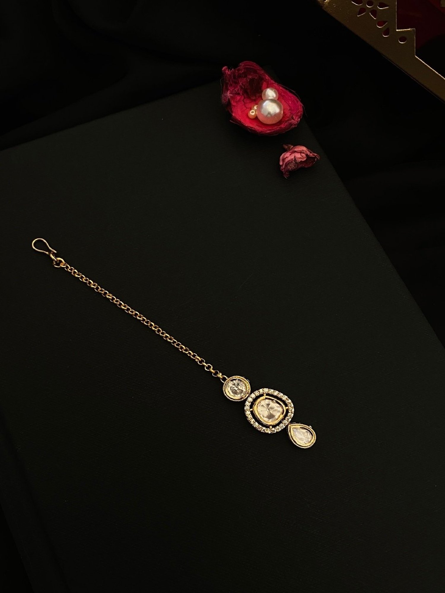 Abdesigns Gold-Plated Royal Polki Kundan Maang Tikka