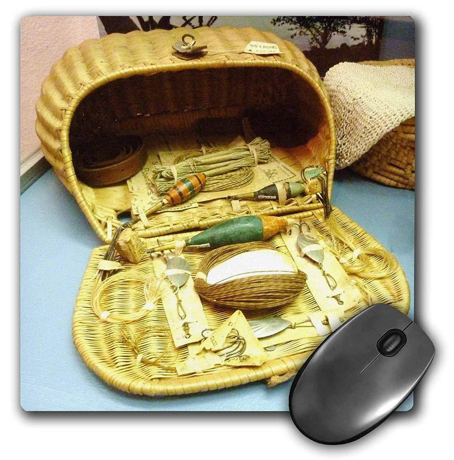 3dRose LLC 8 x 8 x 0.25 Inches Vintage Fishing Basket Mouse Pad (mp_21025_1)