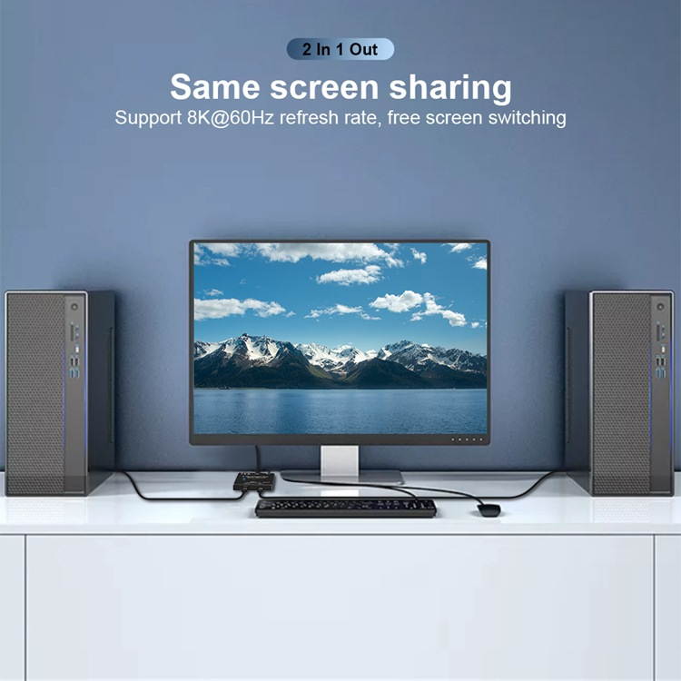 8K@60Hz USB-C Bi-Direction Switch Video DataTransmissions PD Charge1x2, 2x1 Switcher Splitter