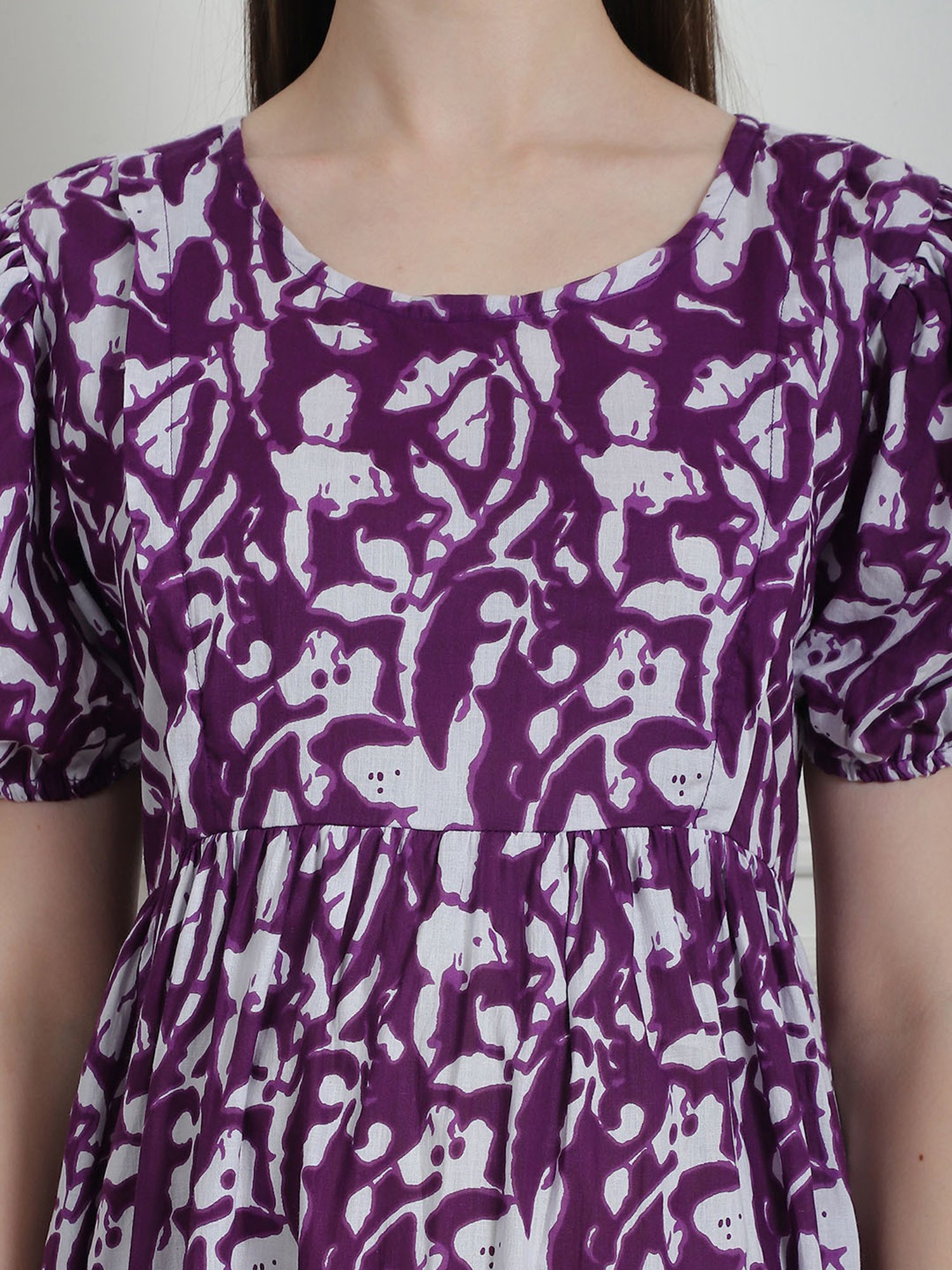 Secret Wish Purple Floral Print Maternity Night Dress