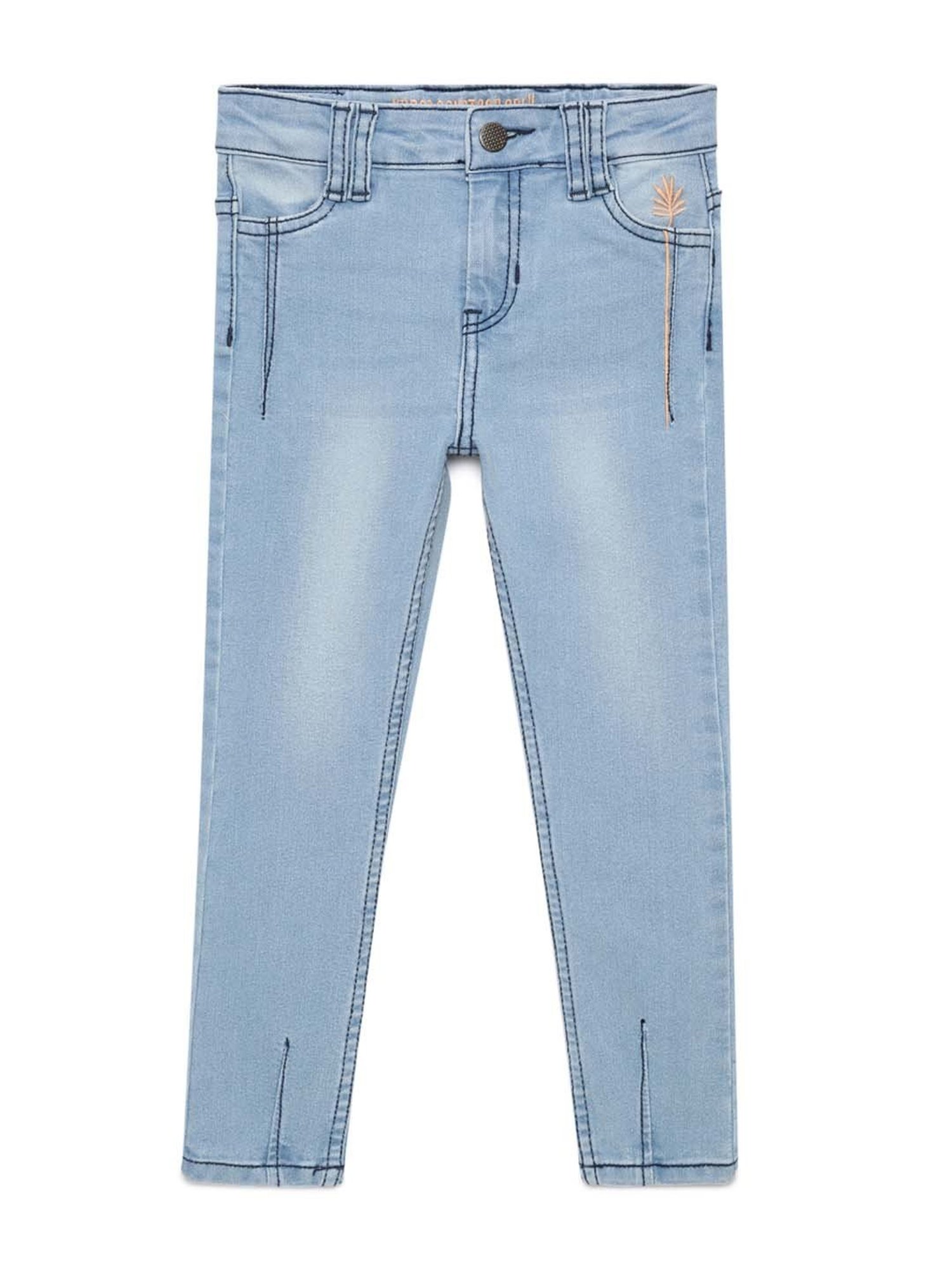 Under Fourteen Only Girls Blue Embroidered Jeans