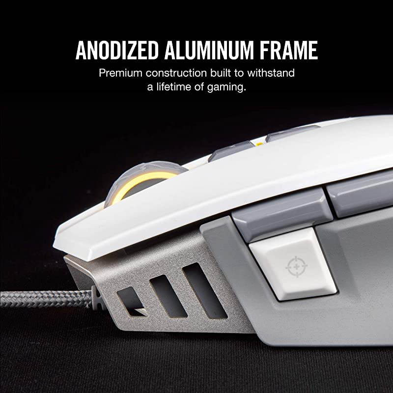 M65 ELITE RGB FPS Gaming Mouse 18000 DPI Optical Sensor Adjustable DPI Sniper Button Tunable Weights White