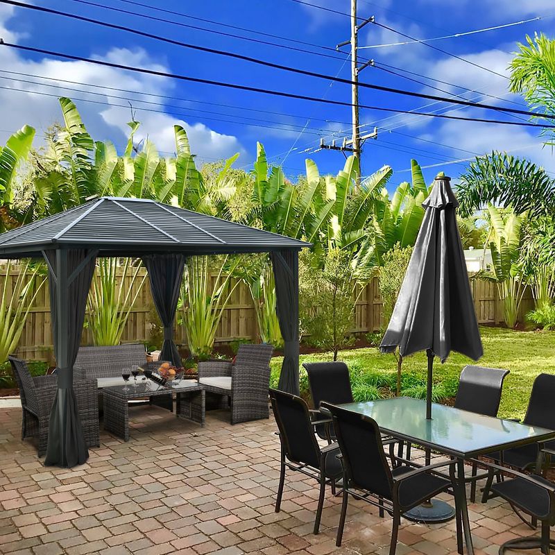 12'x10'x9' Galvanized Steel Outdoor Hardtop Gazebo - Veikous