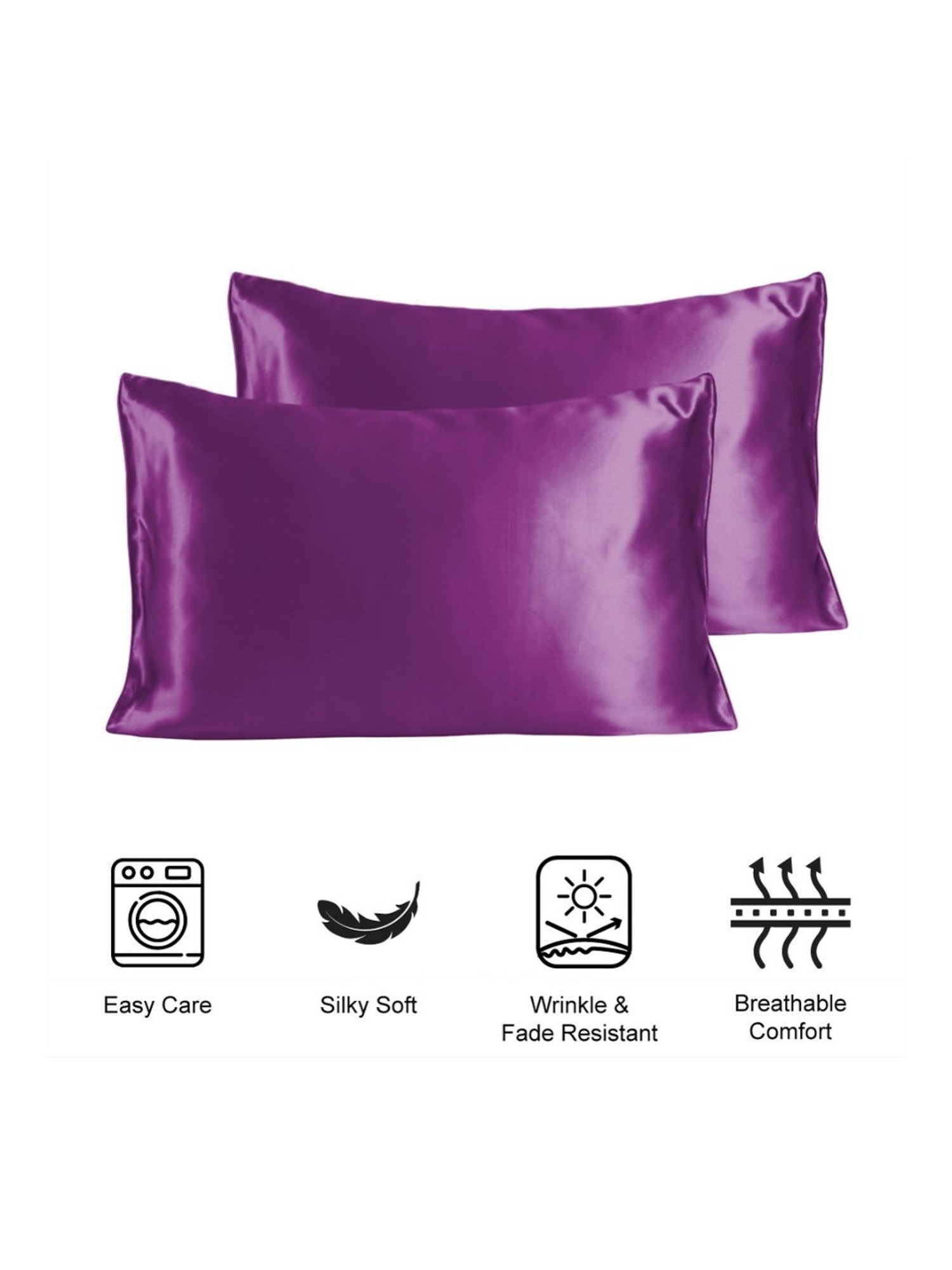 Stoa Paris Date Night Collection Purple Polyester 300 TC Pillow Covers - Set of 2
