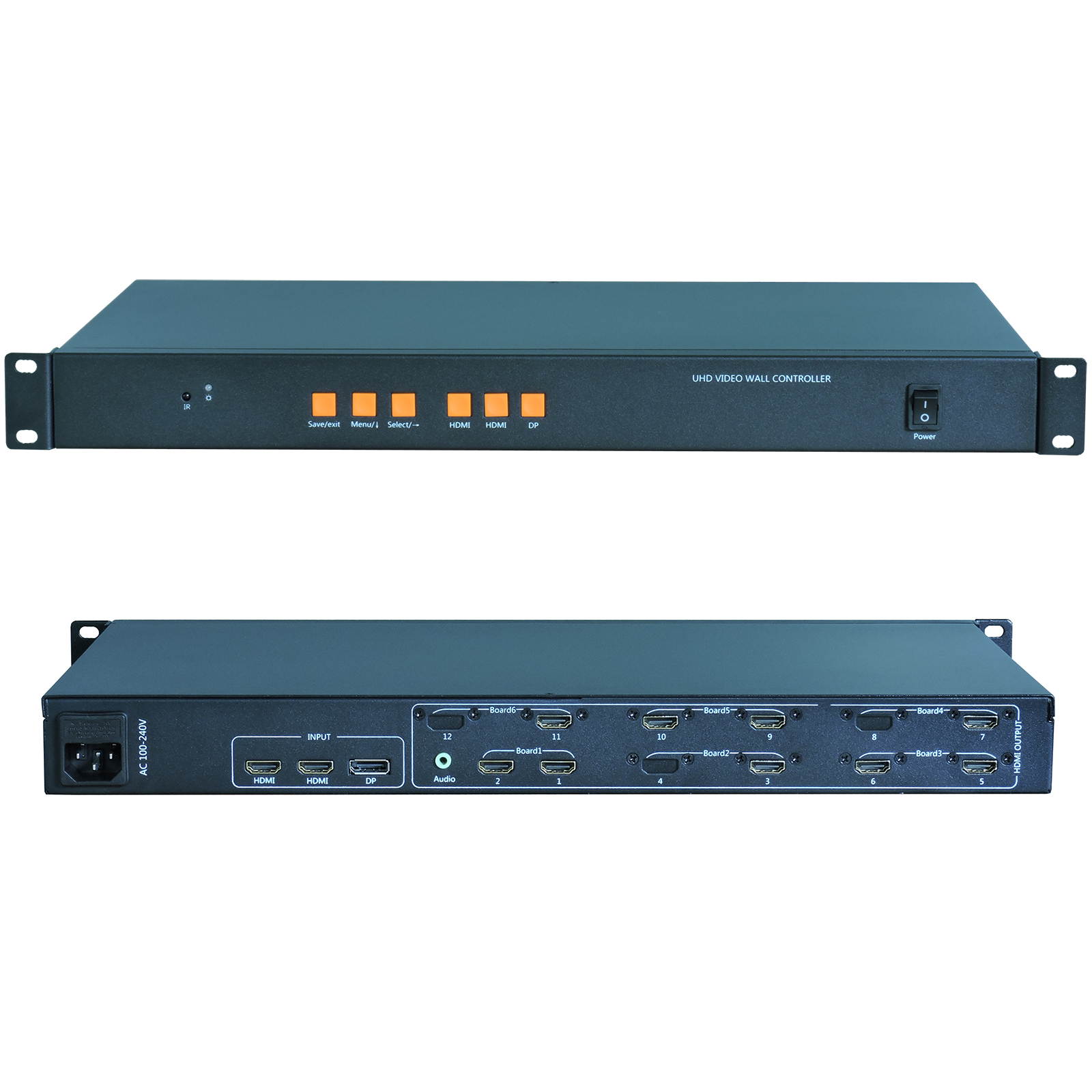 Video Wall Controller 4K 3840x2160@60Hz HDMI 2.0, HDMI 1.4, DP1.2 Inputs with 9 HDMI Outputs for TV Splicing, Support 3x3,3x2,2x3,5x1,6x1,1x6 Display and 180 Degree Rotate