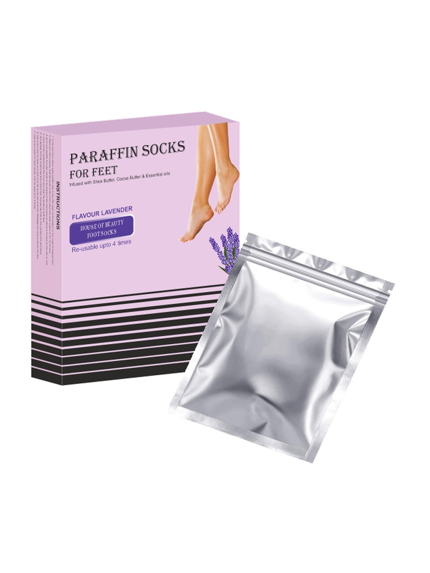 House of Beauty 4 Times Reusable Lavender Paraffin Foot Socks - 1 Pair - 235 gm