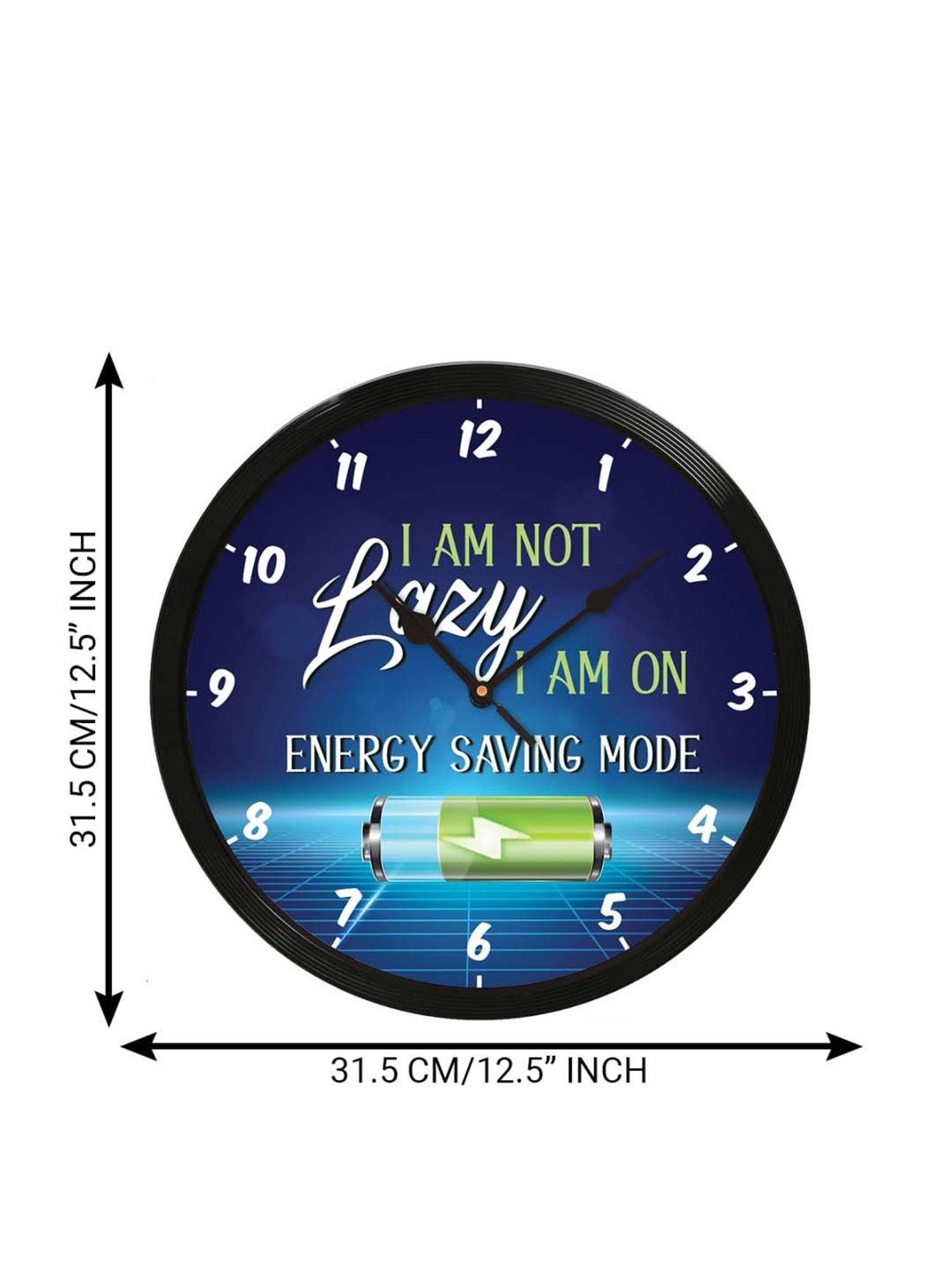 eCraftIndia 'I Am Not Lazy...' Designer Round Analog Black Wall Clock