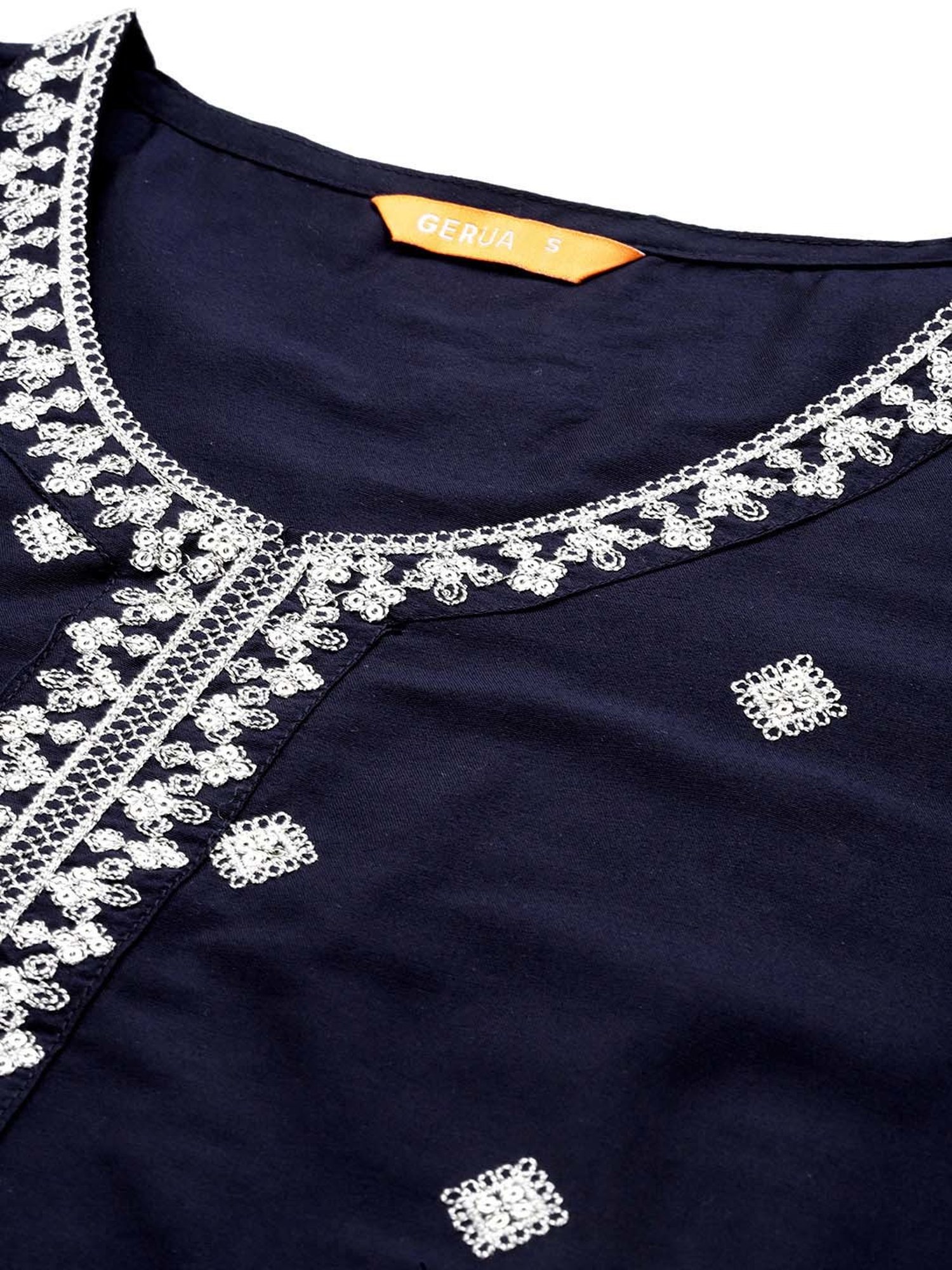 Gerua Blue Embroidered Kurta Pant Set With Dupatta