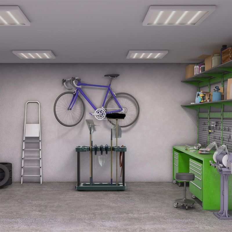 Stalwart Rolling Garden Tool Storage Rack Tower Black