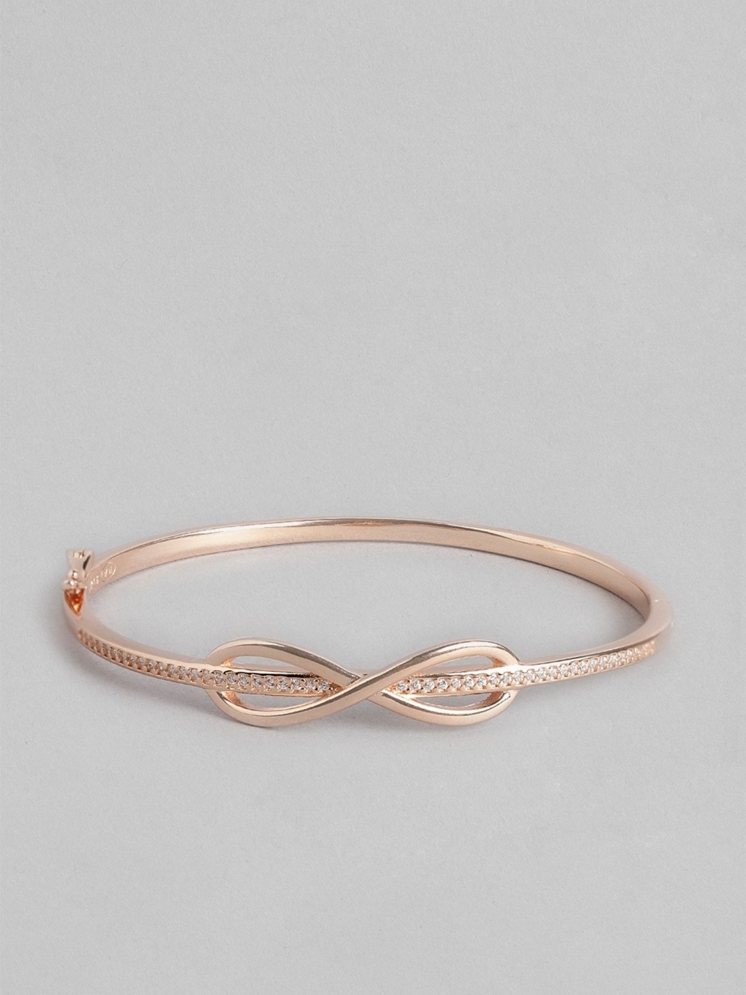 Zavya Infinity CZ Rose Gold-Plated 92.5 Sterling Silver Kada Bracelet