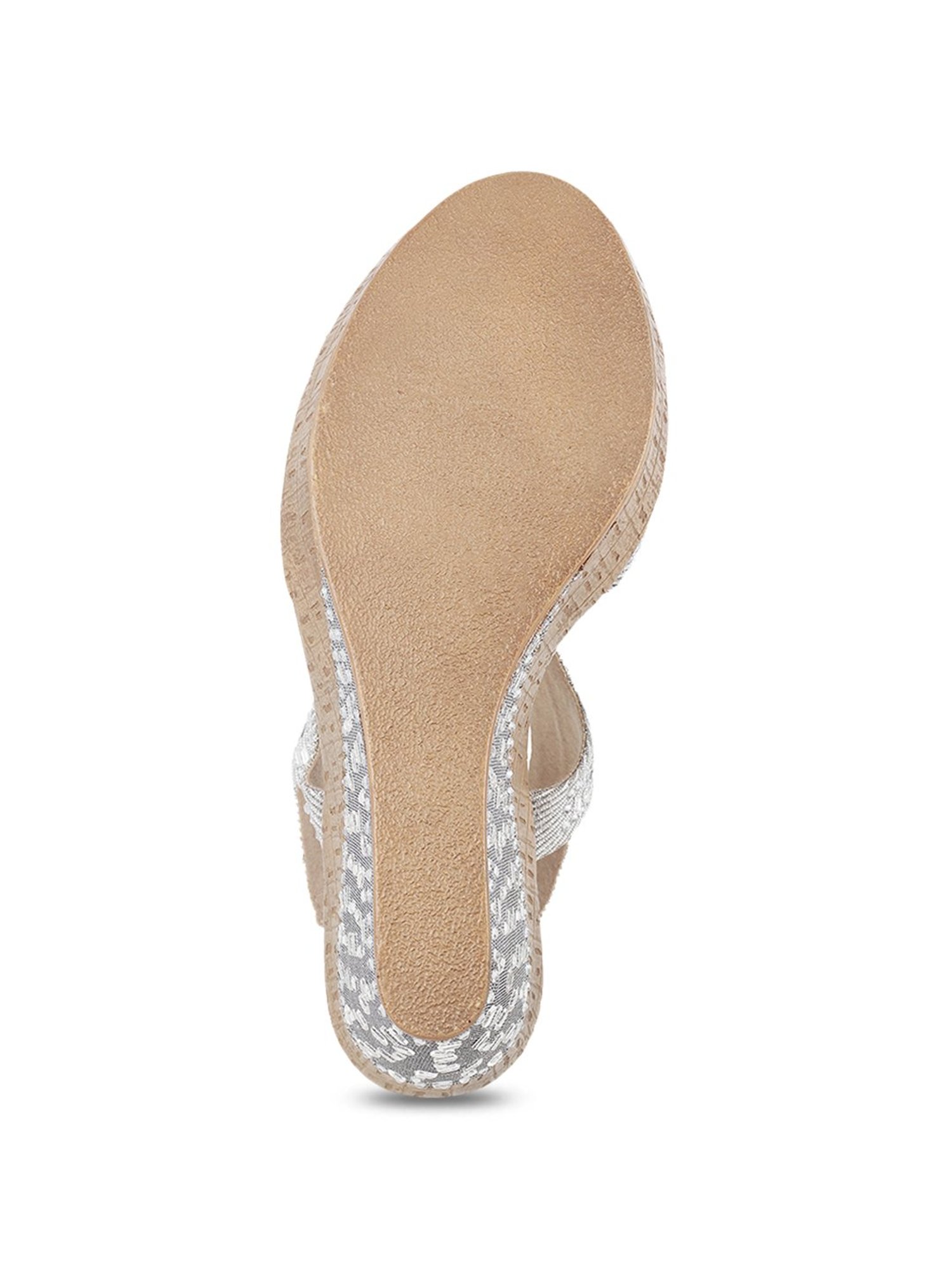 Mochi Women's Silver Sling Back Wedges
