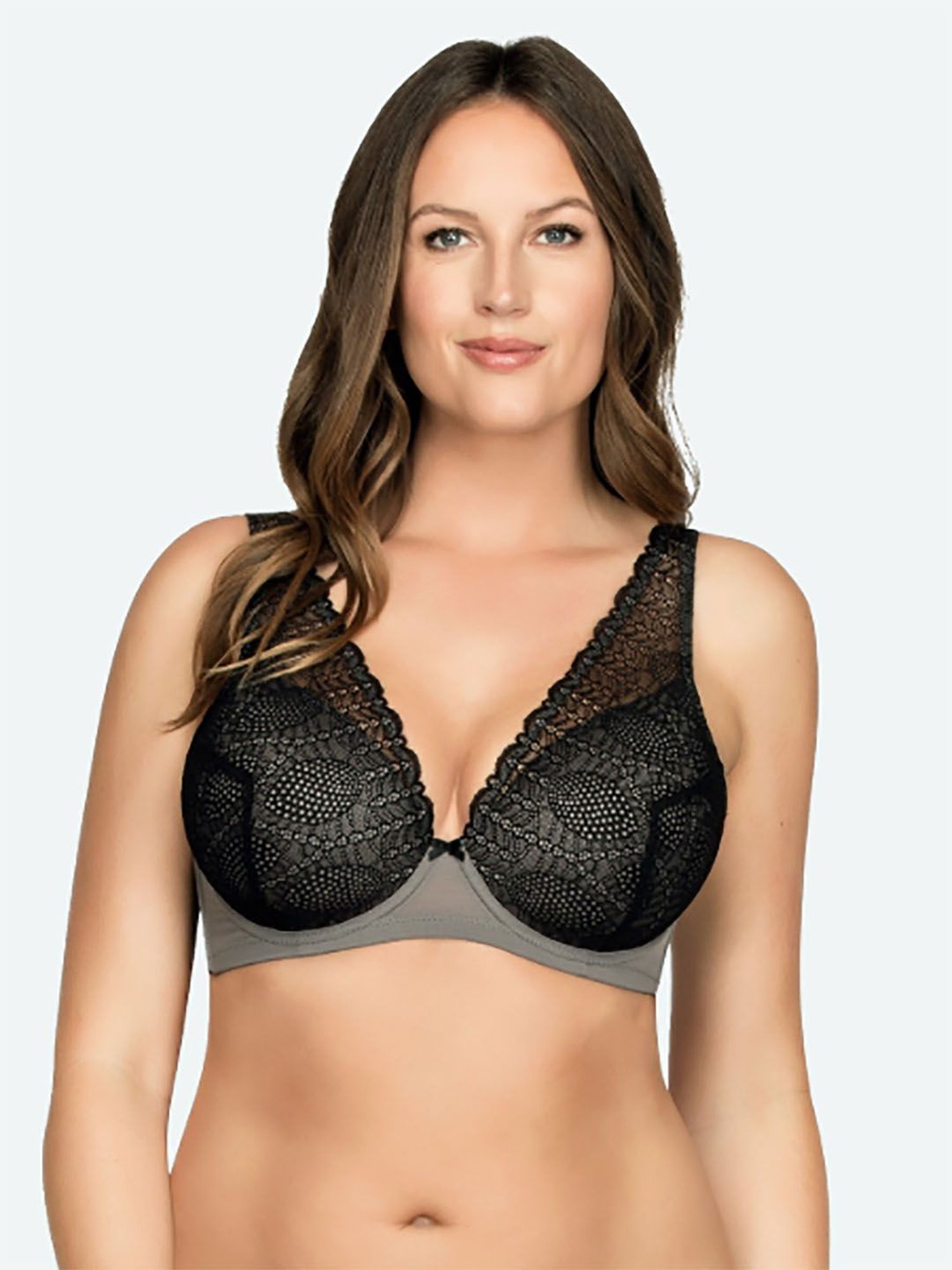 PARFAIT Black & Grey Under Wired Padded Plunge Bra