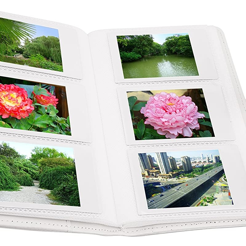Wallet PU Leather Photo Album Compatible with Fujifilm Instax Mini Instant Film (White)