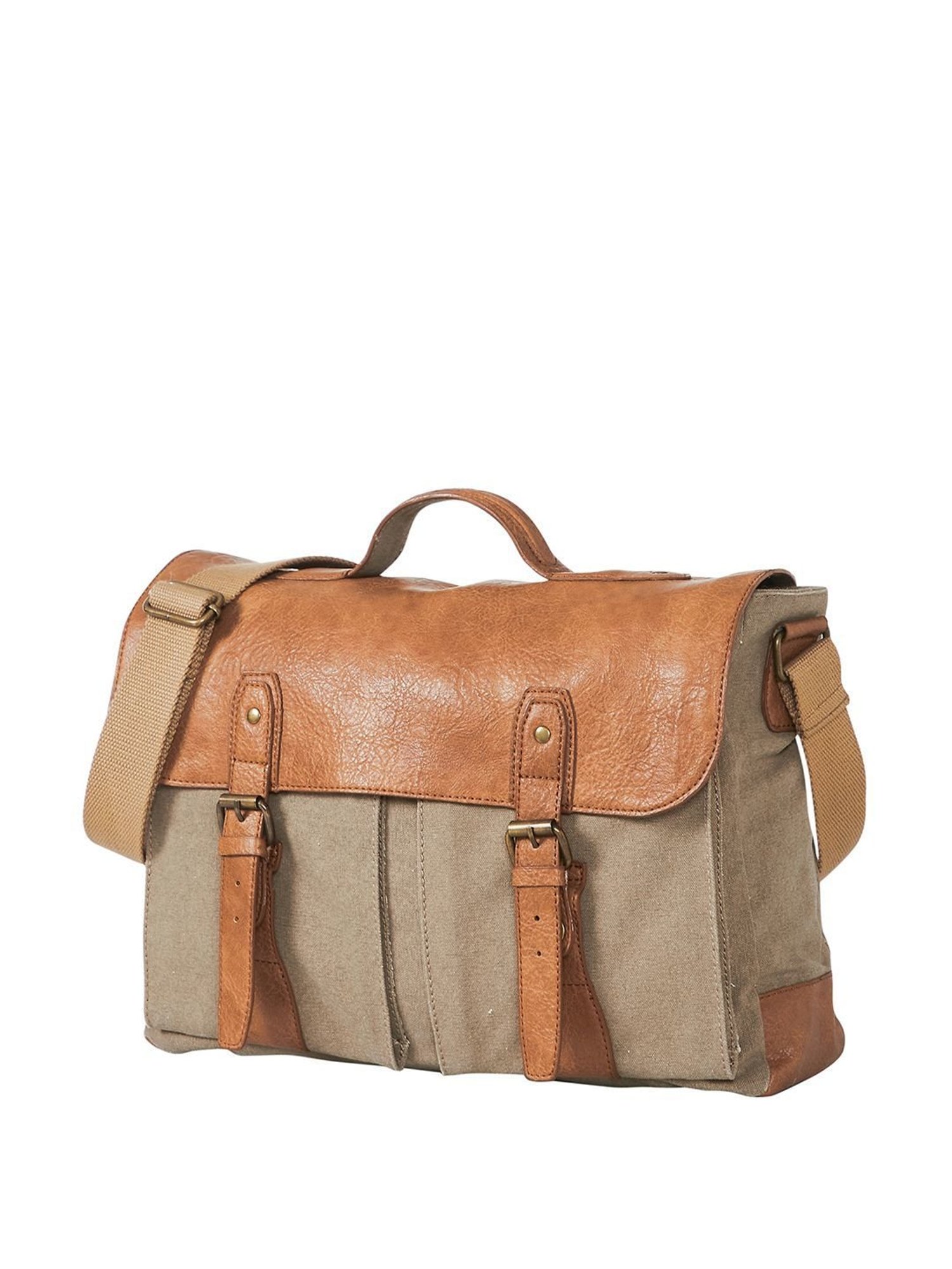 Mona B Beige Canvas Large Messenger Bag