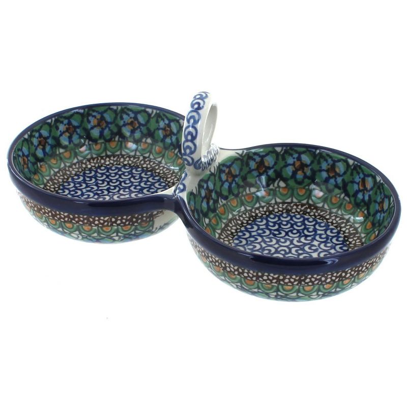 Blue Rose Polish Pottery Mardi Gras Divided Seasoning Cellar