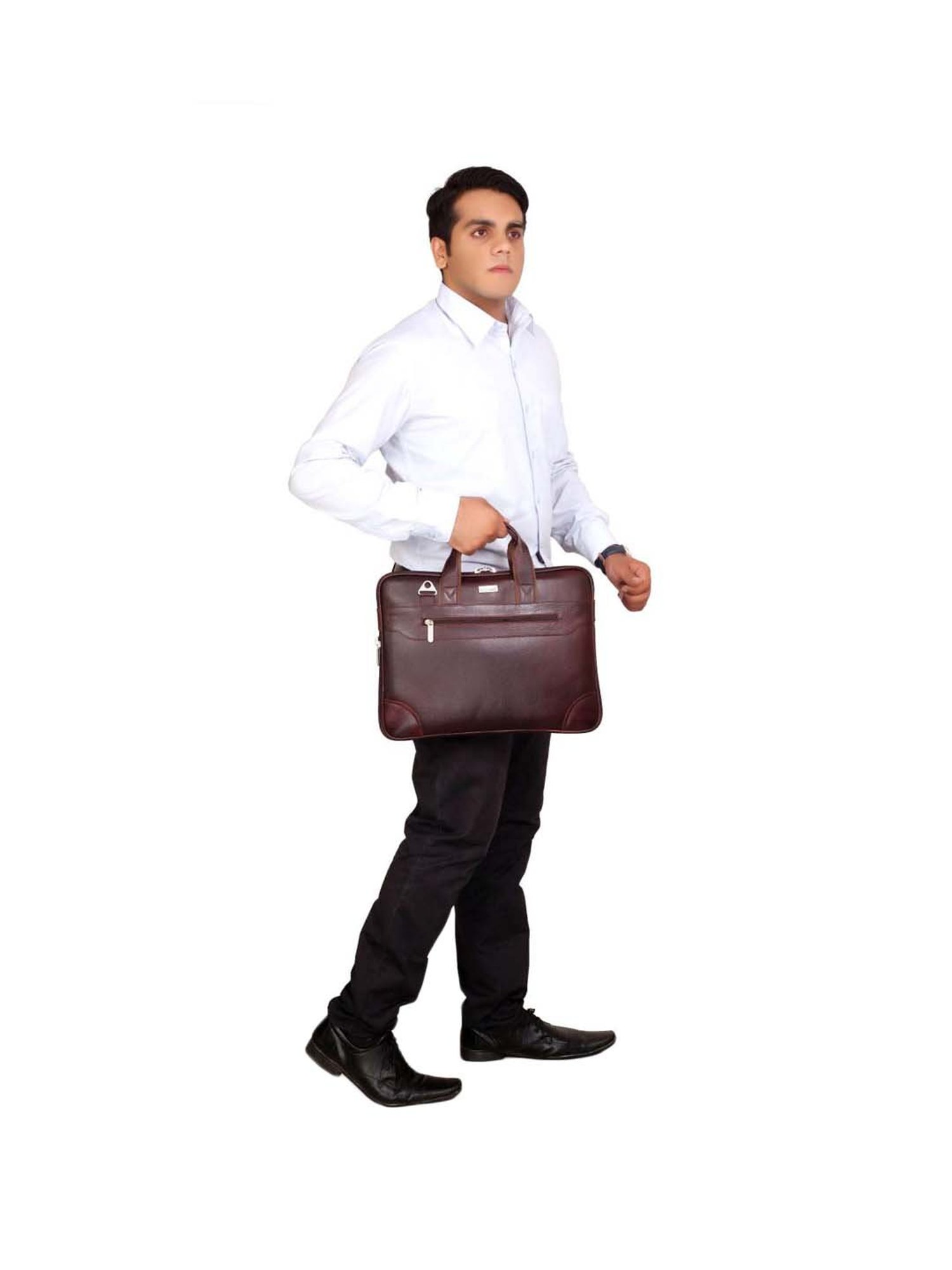 Scharf Walker Maroon Formal Leather Laptop Bag