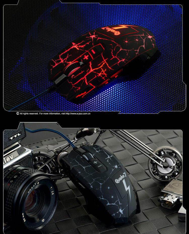 8D 2400DPI Ajazz Quake 7 Molten Optical Usb Gaming Mouse 8 Buttons MMO CS