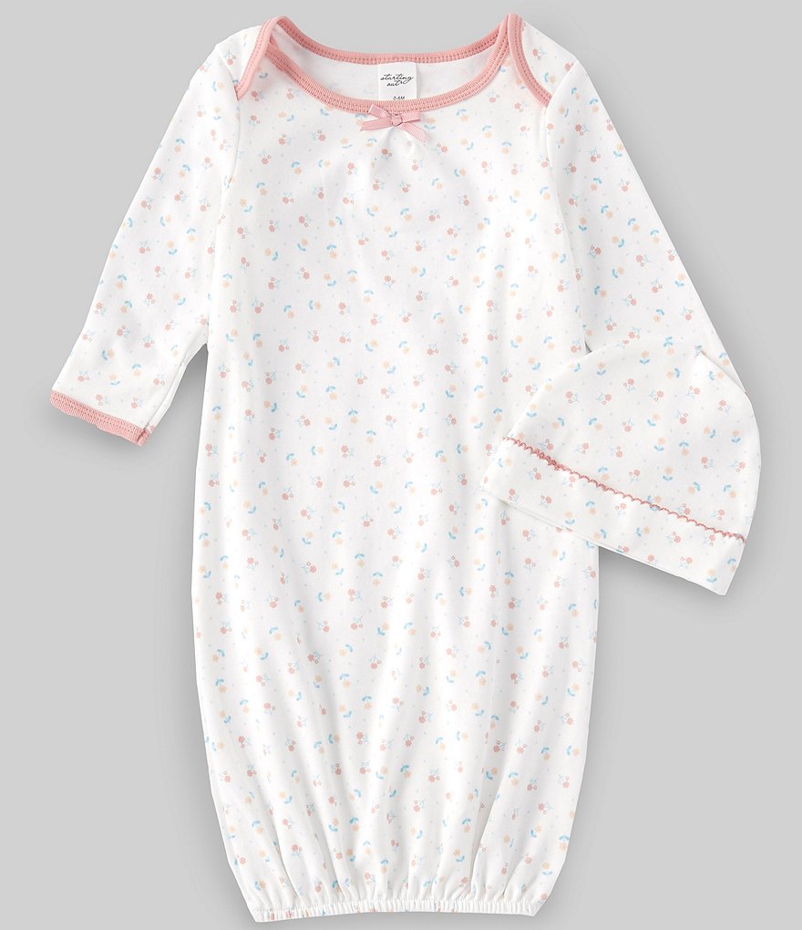 Starting Out Baby Girls Newborn-6 Months Long-Sleeve Floral Gown