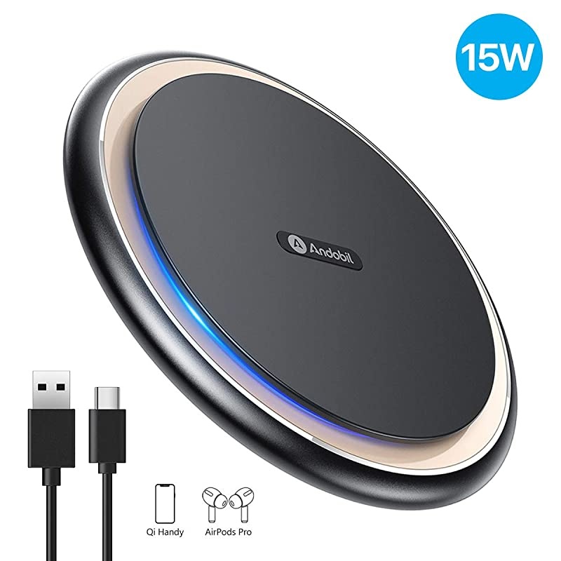 Boost Wireless Charger,15W Qi-Certified Safe Charging Pad Compatible for iPhone12/12 Pro/12 Pro Max, iPhone11/SE/XR/X/8, Samsung galaxy S21/S20/S10/9,Note 20/10/9/AirPods Pro(with USB-C Cable)