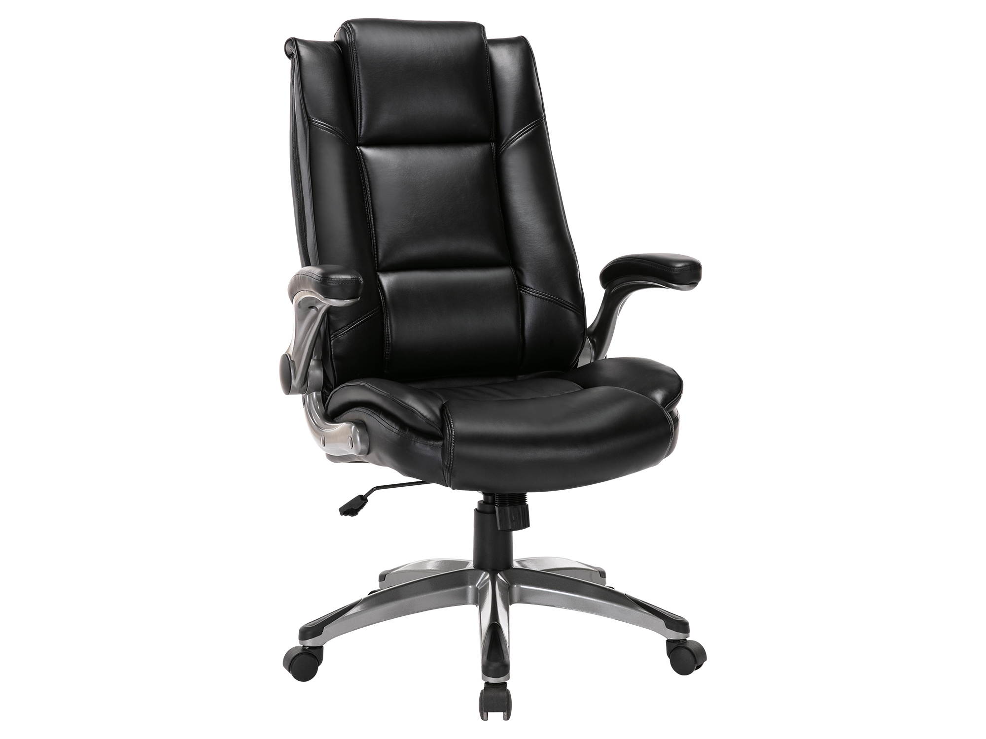 High Back Bonded Leather Ergonomic Office Chair Executive Swivel Computer Desk Chair - Flip Up Arms and Adjustable Tilt Angle Swivel Chair with Thick Padded Armrest and Headrest for Home&Office