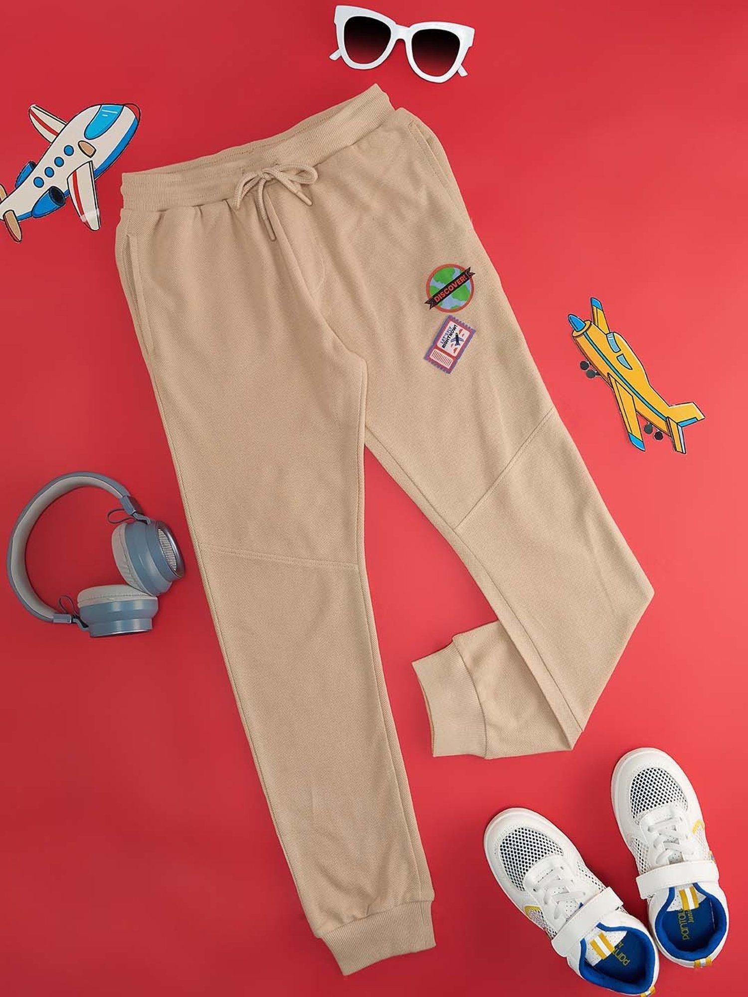 Pantaloons Junior Khaki Cotton Printed Joggers