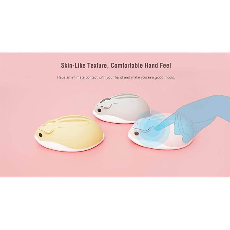 Wireless Mouse Cute Hamster Shape Less Noice Portable Mobile Optical 1200DPI USB Mice Cordless Mouse for PC Laptop Computer Notebook MacBook Kids Girl Gift Pink