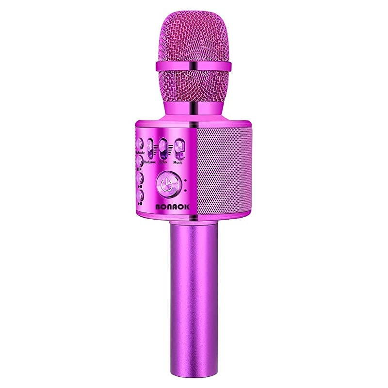 Wireless Bluetooth Karaoke Microphone,3-in-1 Portable Handheld Karaoke Mic Speaker Machine Birthday Home Party for PC or All Smartphone (Q37 Purple)