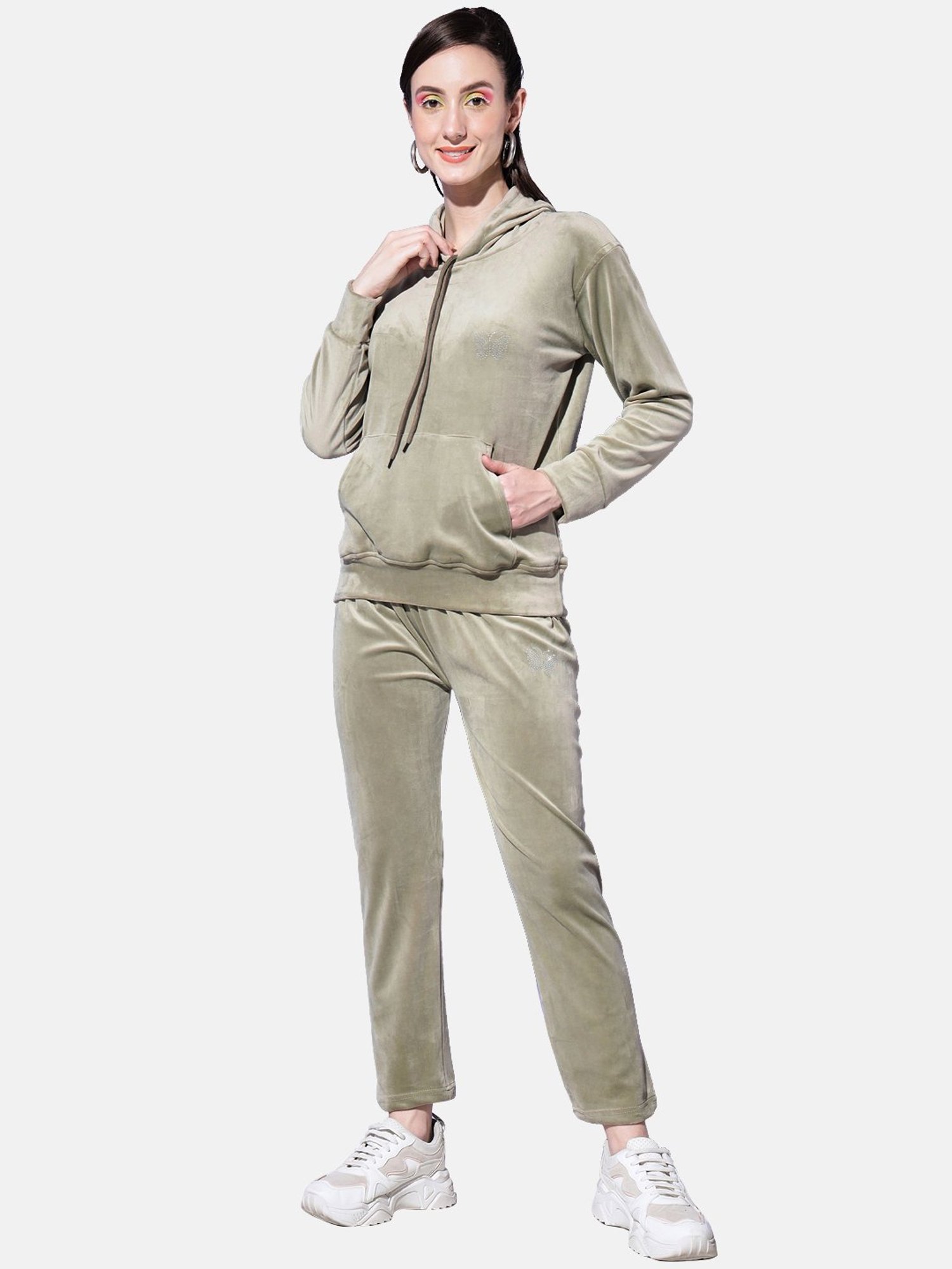 BUYNEWTREND Green Regular Fit Sports Tracksuit