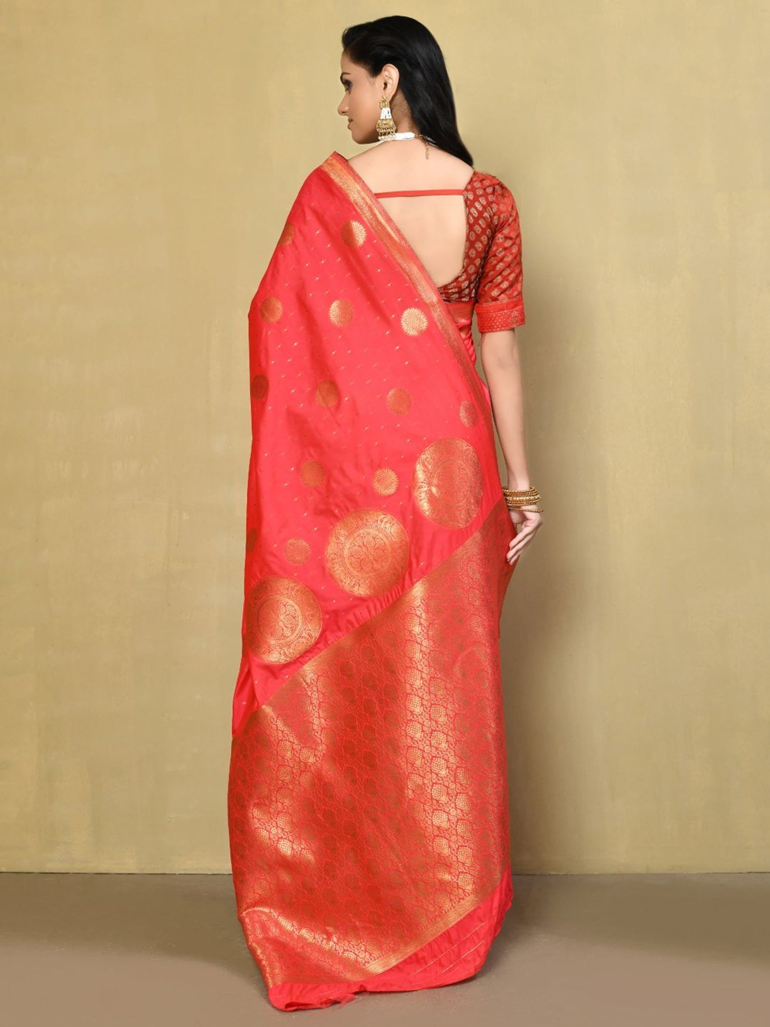 Elora Pink Silk Woven Saree With Unstitched Blouse