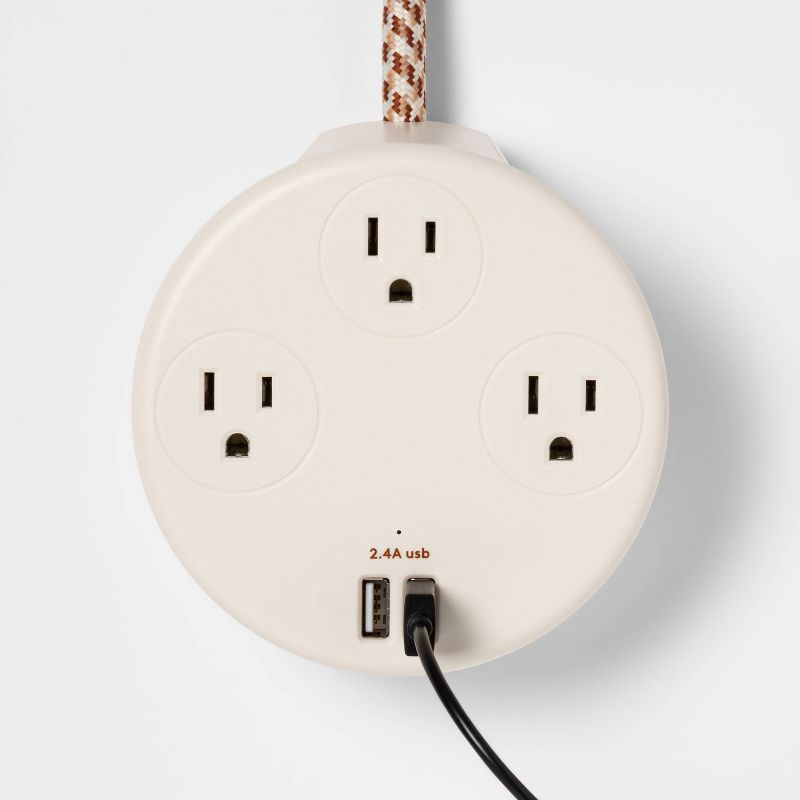 heyday™ 3-Outlet Surge Protector with 6' Extension Cord- Stone White
