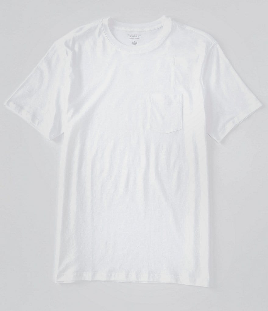 Roundtree & Yorke Soft Washed Short-Sleeve Solid Pocket Crew
