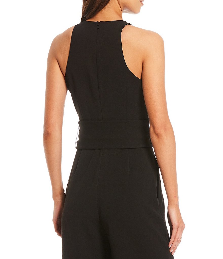 Belle Badgley Mischka Anne Crepe Fringe Jumpsuit