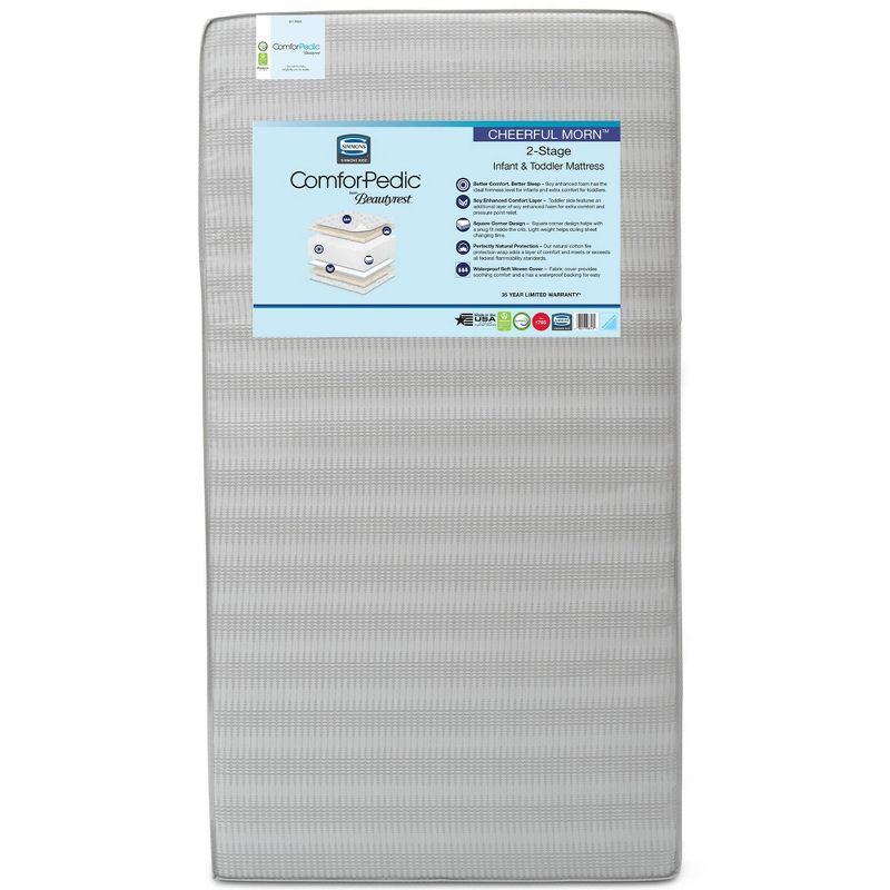 Simmons Kids' Comforpedic from Beautyrest Dual Sided Crib/Toddler Mattress- Gray
