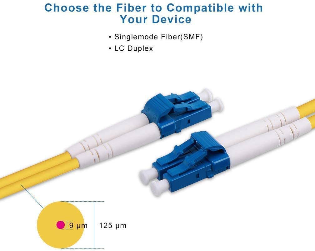 OS2 LC to LC Fiber Patch Cable - 10Gb/Gigabit Singlemode Jumper Duplex 9/125 PVC Fiber Optic Cord for SMF SFP Transceiver, Computer Fiber Networks and Fiber Test Equipment, 5 meters