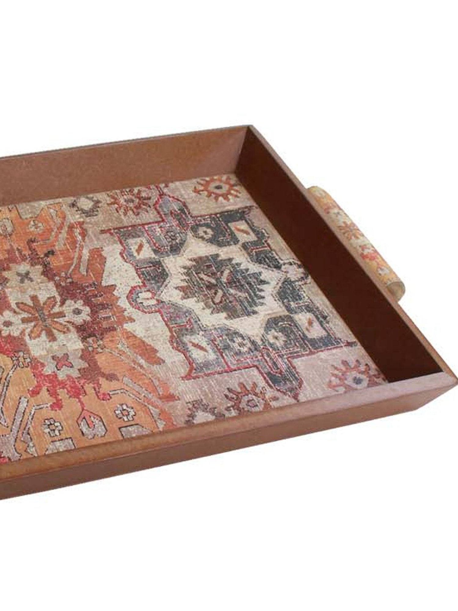 Karo Bokara Brown Wooden Serving Tray - Set of 1