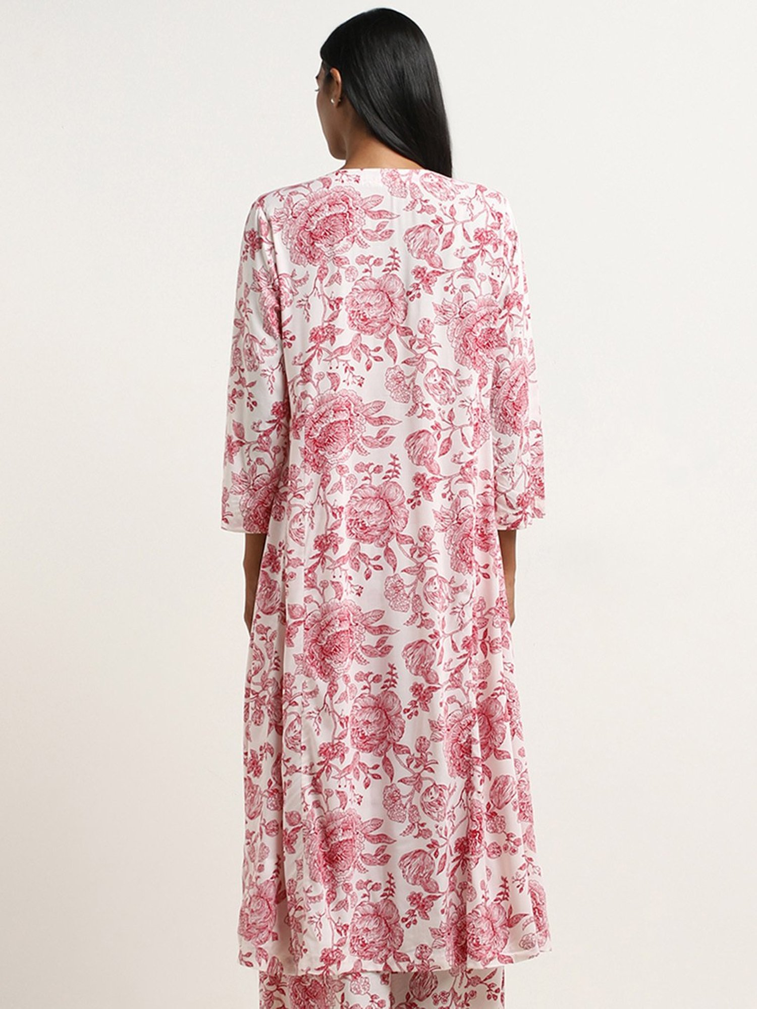 Zuba by Westside Red Rose Printed A-line Kurta
