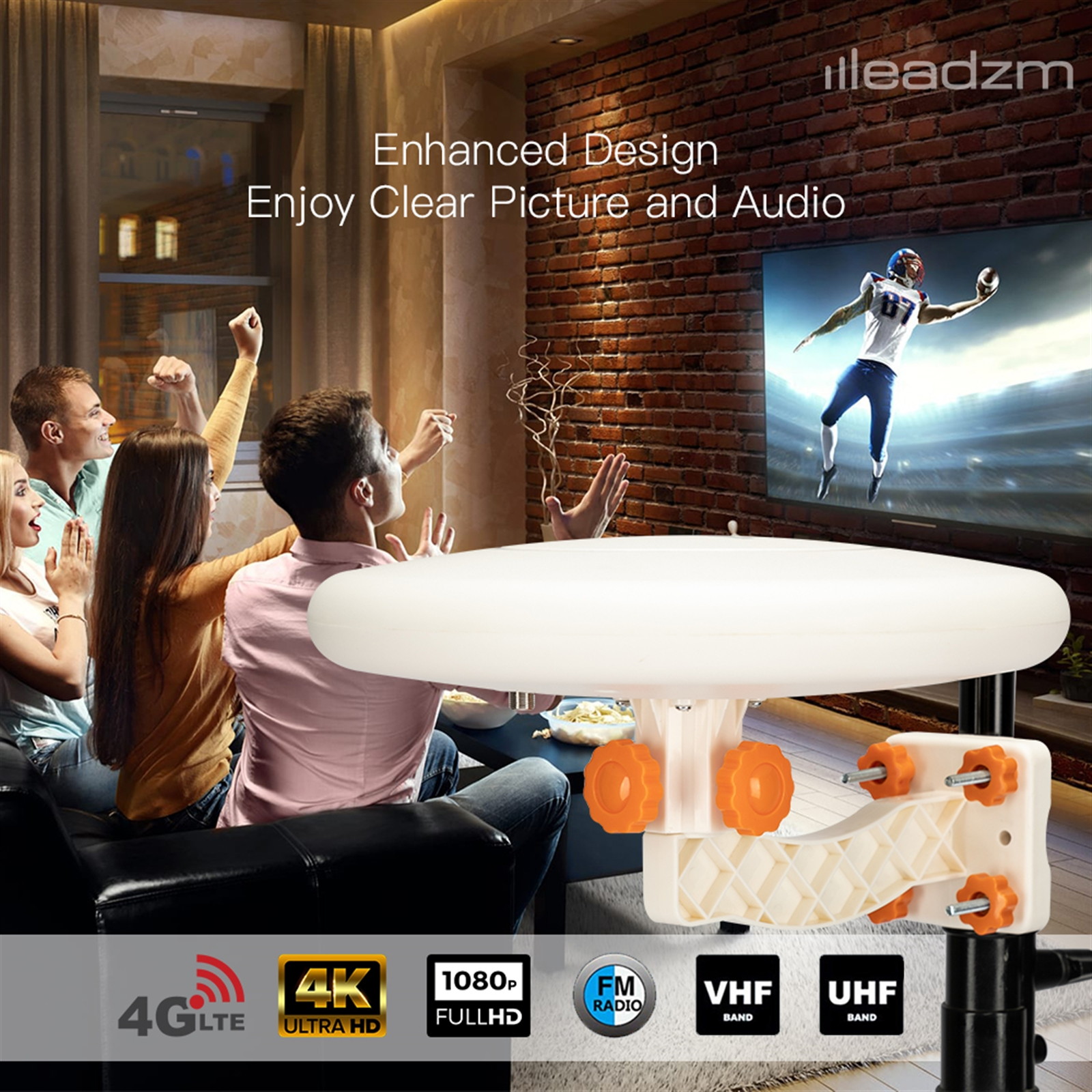 Antenna - Leadzm TA-A1 150 Miles TV - Antenna Indoor Outdoor Omni-directional 360 Degree Reception