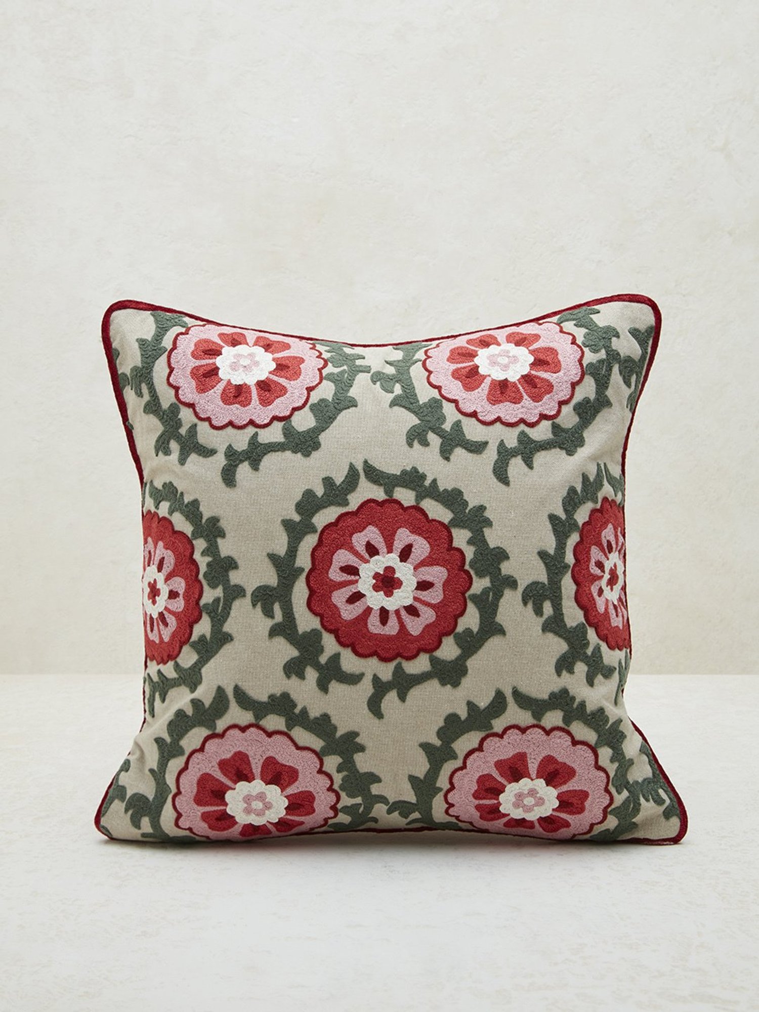 Westside Home Multicolour Sujani Floral Embroidered Cushion Cover