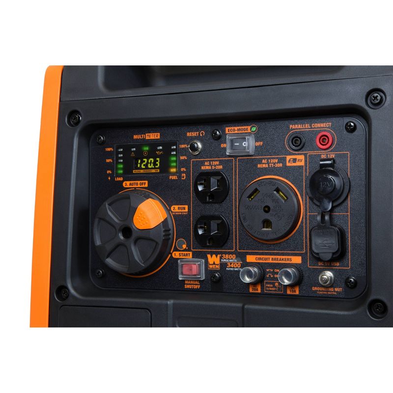 WEN 56380i Quiet 3800-W RV-Ready Portable Inverter Generator with Fuel Shut-Off and Electric Star