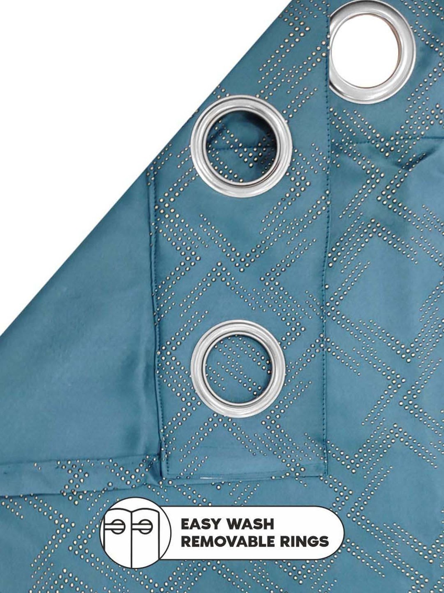 Bianca ANTELLIA GLITTER Teal Blue Polyester 9 Ft. Long Door Curtain - Set of 2