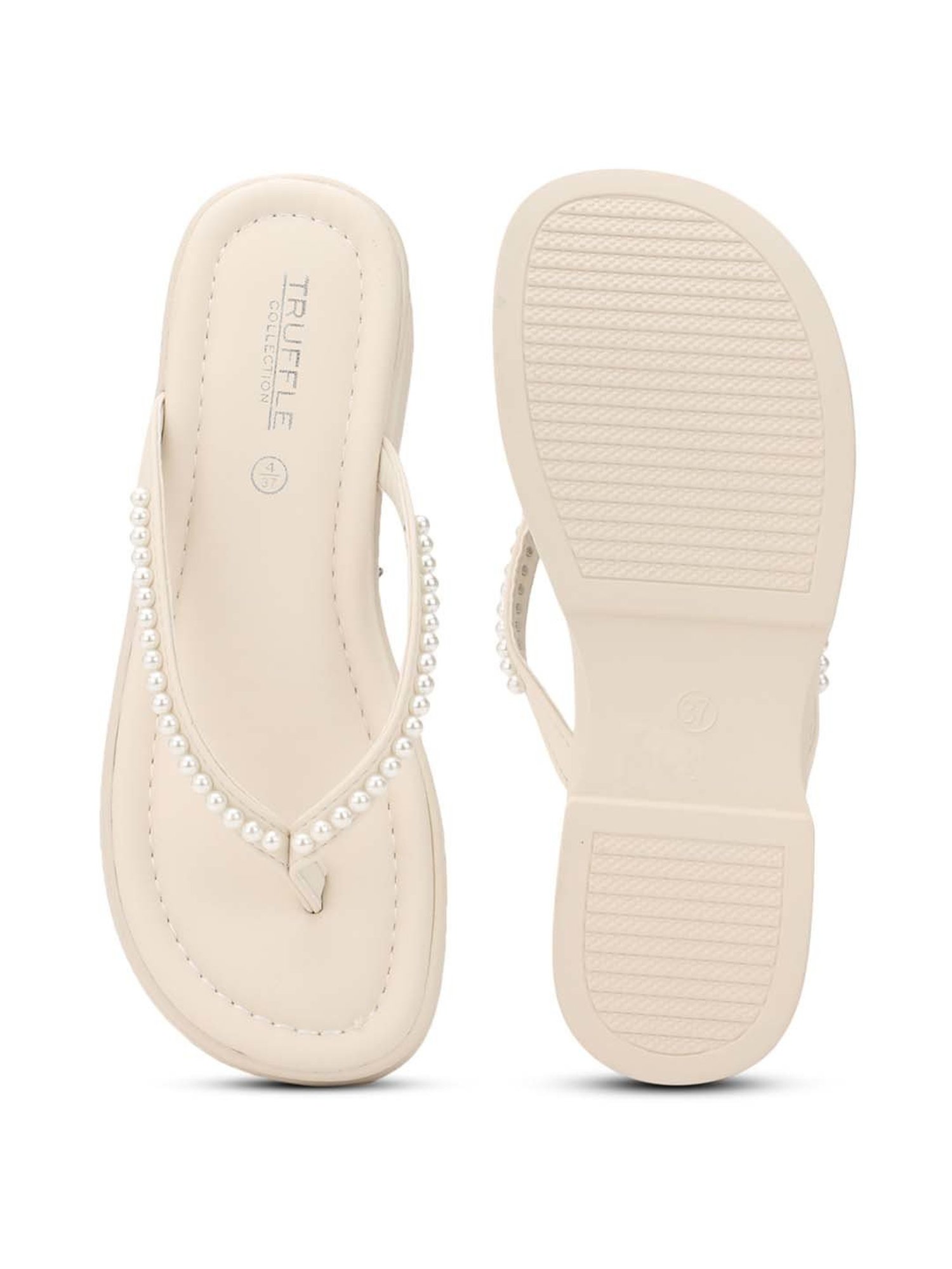Truffle Collection Women's Beige Thong Sandals