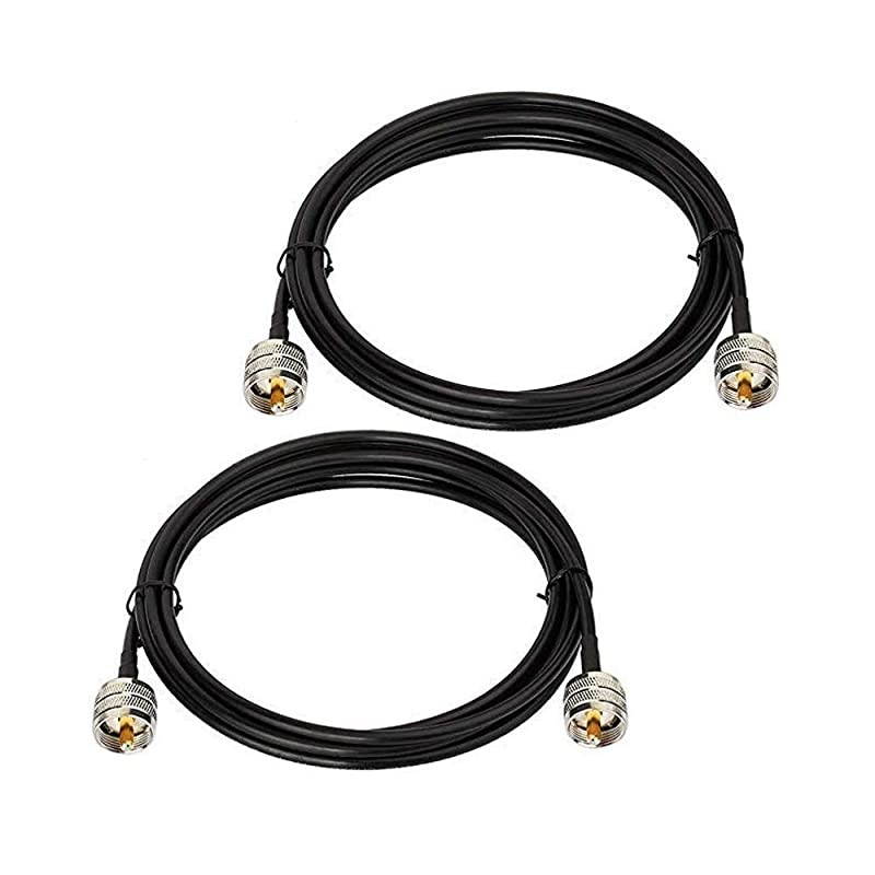 Male PL-259 to Male PL-259 RG58 Cable 10ft Low Loss Digital Coax Jumper for HAM & CB Radio,Antenna Analyzer,Dummy Load, SWR Meter 2Pack